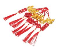 DOITOOL 8 Pièces Décoration Suspendue de Style Chinois Pendentif Cheval en Bois et Polyester, Ornement Traditionnel pour Nouvel an et Festival du Printemps, Intérieur et Centre Commercial