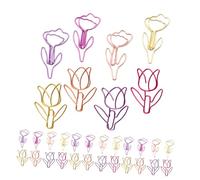 DOITOOL 80 Pièces Tulip And Flower Paper Clips Colorés Clips Métalliques Décoratifs pour Organisation de Fichiers Marque-pages et Planners Fournitures de Bureau et École Polyvalentes