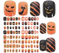 DOITOOL 96 Pièces Faux Ongles à Pression en Acrylique pour Garçon et Filles, Facile à Presser, Décoration DIY Nail Arts Halloween, Kit Manucure pour Petite Fille