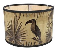 DOITOOL Abat-jour Suspendu Tambour en Bambou Imprimé Motif Oiseaux, Diamètre J, Cache-lumière Vintage pour Lampe de Plafond, Décoration Maison Salon Chambre, Pièce de Rechange Éclairage