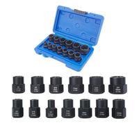 DOITOOL Acier Chrome-molybdène, Kit D'extraction de Boulons et Écrous | Douilles Spirales Profondeur Renforcée, Tête 3/8 Pouces, Coffret Rigide ABS Noir, Réparations Automobiles