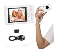 DOITOOL Appareil Photo Compact Numérique avec Zoom et Carte Caméra Portable Rétro pour Garçon Fille Adolescents et Débutants Blanc