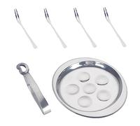 DOITOOL Assiette à Escargots En Acier Inoxydable Plat Escargot 6 Trous Avec 4 Fourchettes Et Pince Outils de Fruits Mer Compatible Four Et Lave-Vaisselle