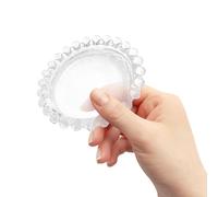 DOITOOL Assiette Verre Décorative avec Motif Marguerite et Bord Perlé Plate Polyvalente pour Salade Dessert et Apéritif Compatible Micro-ondes et Lave-vaisselle