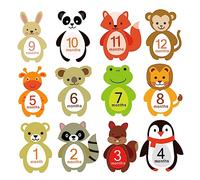 DOITOOL Autocollants Bébé Mensuels Autocollants Photo Bébé Thèmes Animaux Kit Dautocollants Pour Le Ventre Des Nouveau-nés De 12 Mois