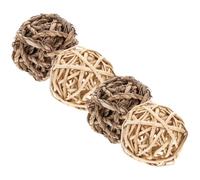 DOITOOL Balle à mâcher Naturelle pour Petits Animaux 4 pièces, Balle en Paille pour Lapin, Chinchilla et Hamster, Jouet Dentaire et friandise pour Cage, Balle ludique pour Soins des Dents