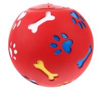 DOITOOL Balle Friandise pour Chien Distributeur Interactif Caoutchouc Résistant pour Chiens Mordeurs Stimule Jeu et Dressage Large Rouge