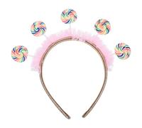 DOITOOL Bandeau bonbon pour femmes et enfants - Serre-tête sucette de Noël - Accessoire de coiffure cosplay pour le Nouvel An avec bordure en dentelle - Costume gourmand pour les fêtes de Noël