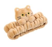DOITOOL Bandeau pour Se Laver le Visage et Confortable en Polaire Corail Bandeau Chat Mignon Khaki Spa Maquillage