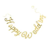 DOITOOL Banderole Happy Wedding Miroir Bronzing Papier Pailleté Décoration Festive Romantique pour Mariage Guirlande Drapeaux pour Fête et Séance Photo