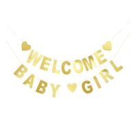 DOITOOL Bannière de bienvenue pour bébé : guirlande pailletée pour baby shower - décoration de fête - fournitures pour fête d'anniversaire pour bébé - festival
