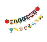 DOITOOL Bannière Scolaire Suspendue 2 Pièces pour Fête de Rentrée Décorations de Porte Lettres Colorées Banderole pour Salle de Classe Fête D’École et Accueil des Élèves