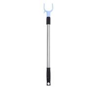 DOITOOL Barre Télescopique en Acier Inoxydable Noir avec Fourche en Plastique, Longueur Réglable 58-90 Cm, Perche Polyvalente pour Suspendre et Atteindre Les Vêtements la Maison