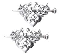 DOITOOL Barrettes à Cheveux en Alliage Léger Argenté Lot de 2 Vikings Design Unique pour Femmes et Jeunes Filles pour Mariages et Occasions Habillées