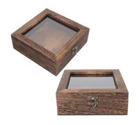 DOITOOL Boîte à Couvercle pour Présentation D’insectes Vintage en Bois de Paulownia Carbonisé 15 X 15 X 4,5 Cm, Lot de 2, Vitrine Anti-poussière Multifonction pour Exposition