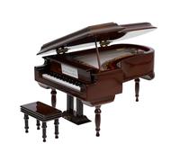 DOITOOL Boîte à Musique Piano Miniature 18X12X10 CM Couleur Café Mélodies Décoration Bureau Rétro en Bois Métal et Plastique Présent Anniversaire et Bureau Élégant