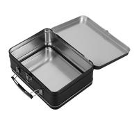 DOITOOL Boîte de Rangement en Fer-Blanc avec Serrure et Poignée Boîte Métal Rétro 75 MM Hauteur Couvercle Charnière pour Biscuits Bijoux et Présents Usage Maison et Voyage