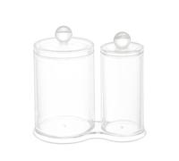 DOITOOL Boîte de Rangement Transparente Acrylique à Double Compartiment pour Coton et Coton-tige avec Couvercle pour Salle de Bain Bureau ou Coiffeuse