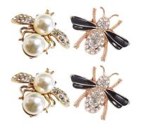 DOITOOL Boucles de Chaussures en Métal Abeille Chic Strass et Perles Artificielles, Pince à Chaussure Solide et Multifonction pour Femmes Lors de Fêtes et Anniversaires, Lot de 4