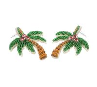DOITOOL Boucles D'oreilles D'été Perlées Légères en Verre Forme Palmier Faites Main, Style Vacances Plage Tropicale, Confort et Élégance Polyvalente pour Accessoires Vacances