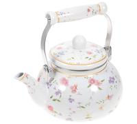 DOITOOL Bouilloire à thé en émail de 2,5 l avec motif floral vintage pour cuisinière, bouilloire colorée en émail sur acier avec filtre et bouilloire froide au toucher pour eau chaude