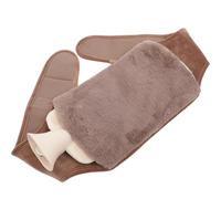 DOITOOL Bouillotte Pvc Portable avec Ceinture Peluche Khaki, Grosse Capacité Deux Tiers, pour Réchauffer le Ventre à L'école Intérieur