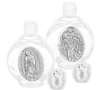 DOITOOL Bouteille d'eau en Verre Argenté Bénite Catholique 2 Pièces | Communion, Format Portable Léger, Étanche et Pratique, Se Glisse Facilement un Paquet Plusieurs styles