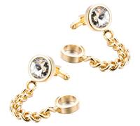 DOITOOL Boutons de Manchette Dorés pour Homme en Cuivre Pierre Blanche et Chaîne, Décor Léger et Élégant pour Chemise, pour Mariage et Saint-Valentin