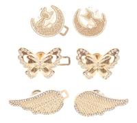 DOITOOL Boutons de Serrage pour Jeans et Pinces à Vêtements en Métal Doré, 3pcs, Design sans Couture, Apparence Discrète, Forme Ailes Décoratives, Réglables pour Pantalons et Jupes en Cas