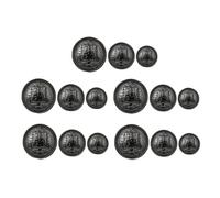 DOITOOL Boutons Métalliques Bouclier 30 Pcs Assortiment 10x15 Mm 10x20 Mm 10x25 Mm en Alliage de Zinc Noir Boutons Couture Mode pour Manteau Veste Salopette et Pull Cousu la Main