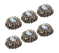 DOITOOL Boutons Vintage en Métal Ornements Strass Lot de 6 Boutons Carrés Bleu Gris pour Couture Vêtements et Bijoux Taille Petite