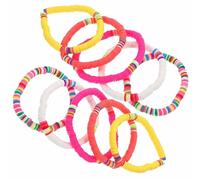 DOITOOL Bracelet Coloré Bohème en Pâte Polymère 6mm, Lot de 10 Pièces, Corde Élastique Confortable et Facile à Porter, Plage Tenues Décontractées Plusieurs styles