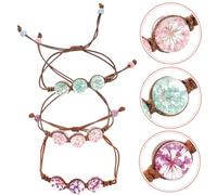 DOITOOL Bracelet de Fleurs Séchées Délicat 3 Pièces en Strass, Bijou Floral Unique DIY pour Présent Femme Éternelle, Accessoire pour Occasions Spéciales