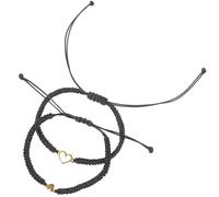 DOITOOL Bracelet Mère-fils Tressé la Main 2 Pièces Noir, Motif Cœur Ajouré, Cordon Ajustable, Présent Amitié et Lien Familial, Bracelet Assorti pour Femme et Garçon et Filles, Accessoire