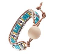 DOITOOL Bracelet Tissé Ethnique en Pierres Naturelles Turquoise pour Femme, Accessoire de Vêtement en Corde Savoir-faire, Fête des Mères