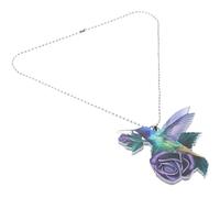 DOITOOL Breloque pour Rétroviseur de Voiture en Acrylique Pendentif Oiseau-Mouche et Rose, Décoration Légère et Chic Facile à Suspendre pour Intérieur Automobile