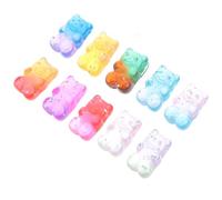 DOITOOL Breloques pour Coiffure DIY 50 Pcs Ours en Résine Scintillante Multicolore, Accessoires Cheveux Fille, Charmes Décoratifs pour Épingles, Création Artisanale, Couleur Aléatoire