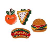 DOITOOL Broche Burger en Alliage de Zinc 4pcs, Badge Hamburger Hot-dog Cartoon Amusant pour Vêtements et Paquet, Accessoire pour Sorties Décontractées et Fêtes