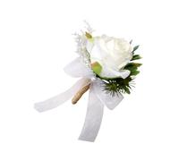 DOITOOL Broche de Mariage Blanche et Verte Broche Fleur Artificielle pour Mariée et Marié Épingle Décorative pour Banquet et Fête Accessoire Élégant pour Costume et Robe Décoration
