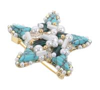 DOITOOL Broche Étoile de Mer Turquoise pour Femmes, Style Vintage Élégant Perles et Cuivre, Accessoire Décoratif Robuste pour Événements Formels