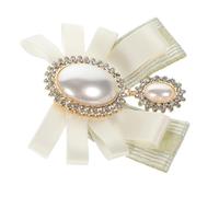 DOITOOL Broche Nœud Élégant Perle Simulée pour Femmes, Épingle Créative en Tissu Blanc, Accessoire pour Vêtements et Occasions Spéciales