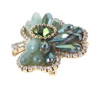 DOITOOL Broche Vintage Trèfle à Trois Feuilles en Verre Vert pour Femmes, Épingle Décorative en Laiton Élégante, pour Fêtes et Travail Lors Saint-patrick