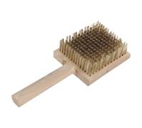 DOITOOL Brosse à Désherber Outil pour Éliminer la Mousse Rouille en Fil de Cuivre Manche en Bois , Brosse de Nettoyage Anti-mousse pour Jardin et Terrasse
