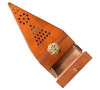 DOITOOL Brûle-encens Pyramide Bois Porte-encens Vertical Décoratif pour Bureau et Maison Plateau Élégant Bois Style Rétro