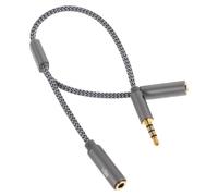 DOITOOL Câble Adaptateur Audio 3,5 Mm Rallonge Nylon Tressé Argenté 1 Entrée Mâle 2 Sorties Femelles Microphone Intégré, Répartiteur Casque pour PC et Appareils Audio, Compatible Casques