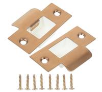 DOITOOL Cache-Verrou en Acier Inoxydable Brossé Kit de Renfort pour Gâches de Porte Extérieure Plaque T-Type Rose Doré Vis 2 Jeux Réparation et Sécurisation des Portes en Bois