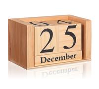 DOITOOL Calendrier Bureau Perpétuel Bois Vintage Bloc de Date et Mois Réutilisable Décoration de Bureau et Maison Format Compact et Pratique Style Européen Naturel