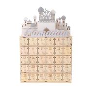DOITOOL Calendrier du Ramadan en Bois avec Lumière LED, 30 Mini Tiroirs, Décoration de Fête Aïd pour Maison, Ambiance Festive et Illumination Élégante