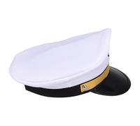 DOITOOL Casquette Pilote de Ligne Blanche pour Adulte Ajustement Réglable, Chapeau Solide en Tissu et Plastique pour Costume et Bal Masqué