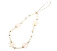 DOITOOL Chaîne pour Téléphone Portable en Acrylique Blanc Perles de Cœur et Étoile, Décoration Élégante et Fonction Anti-perte, Présent pour Anniversaires